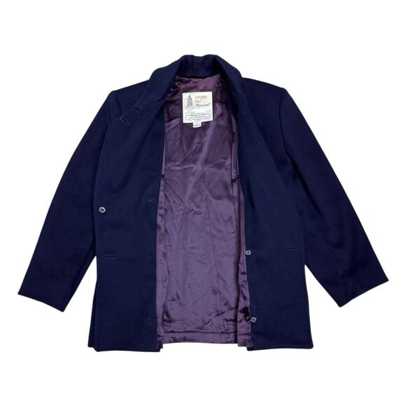 LONDON FOG Maincoats Vintage Retro Blue Business Winter Pea Coat Womens 6 Petite - Picture 2 of 7